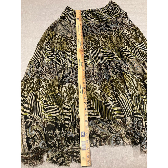 Solitaire Women's M Midi Skirt Tiered Boho Festival Hippie Pull On Elastic - Picture 6 of 9